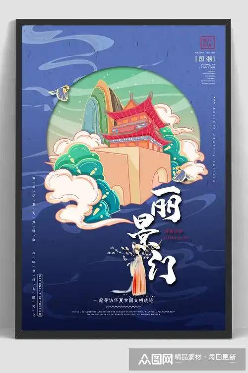 国潮城市建筑河南旅游宣传海报素材