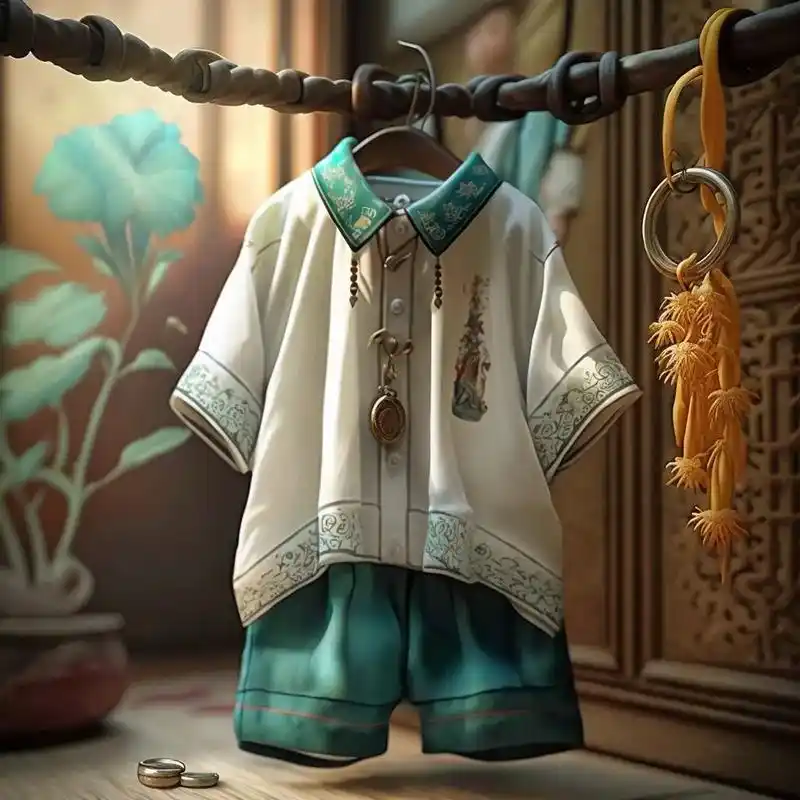 古风童装丨青墨色仿汉服男童套装.