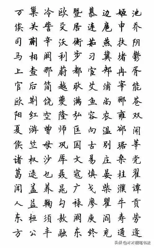 卢中南硬笔楷书字帖《百家姓》