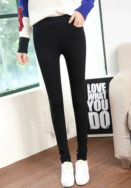 女外穿超长女款韩版小脚黑裤打底裤高腰女裤加大码春秋款加长薄款