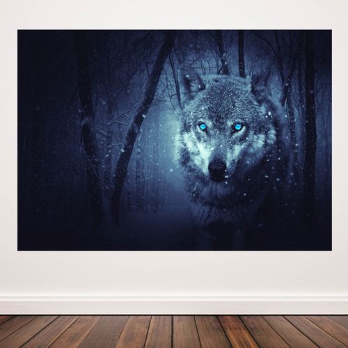 雪地狼装饰画 狼族精神 团结凶狠动物狼的精神办公室海报贴画92y