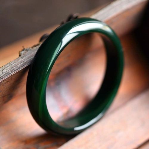 墨绿色手镯中宽花纹玉髓玛瑙手镯天然玉石送妈妈玉镯子送证书包邮