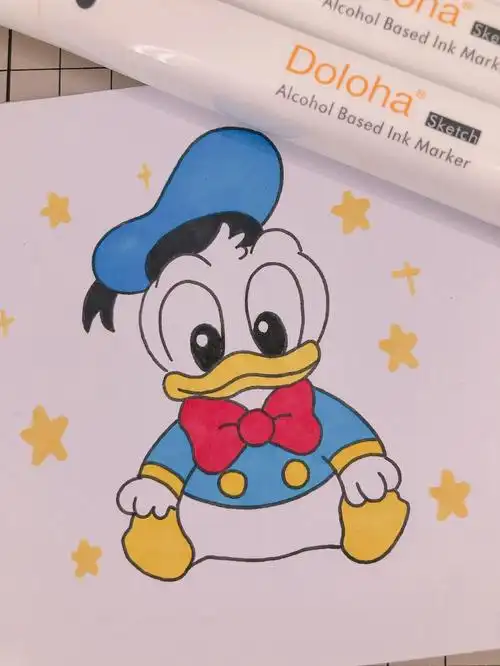 第263幅唐老鸭卡通画马克笔画简笔画