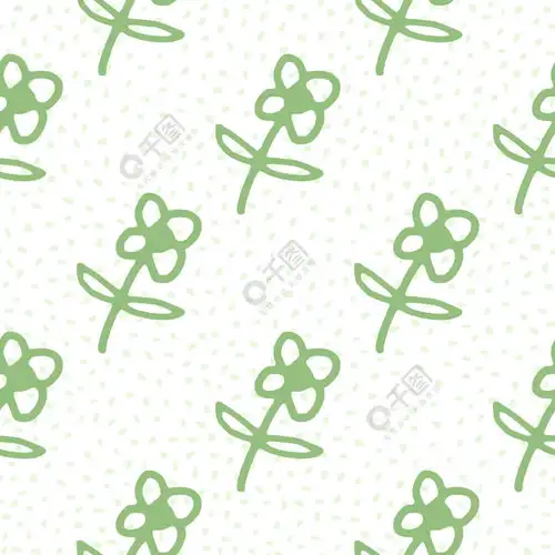 无缝图案与点背景上的可爱花朵简约风格抽象花卉壁纸织物设计纺织品