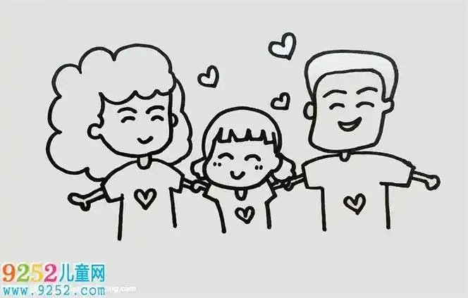 简易画一家三口怎么画 家庭人物简笔画