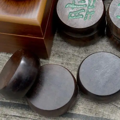 博圣棋礼 5cm黑檀木象棋 红木象棋 实木象棋 送皮革棋盘 能沉水的象棋