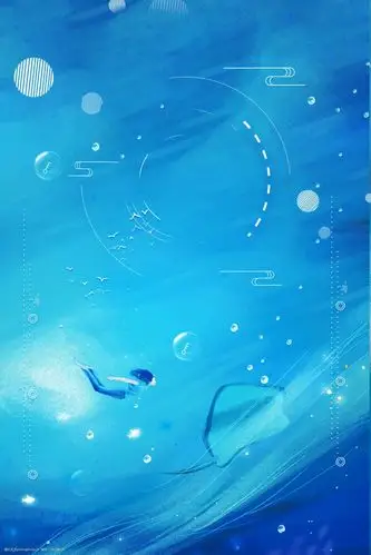 唯美蓝色海洋海报背景素材