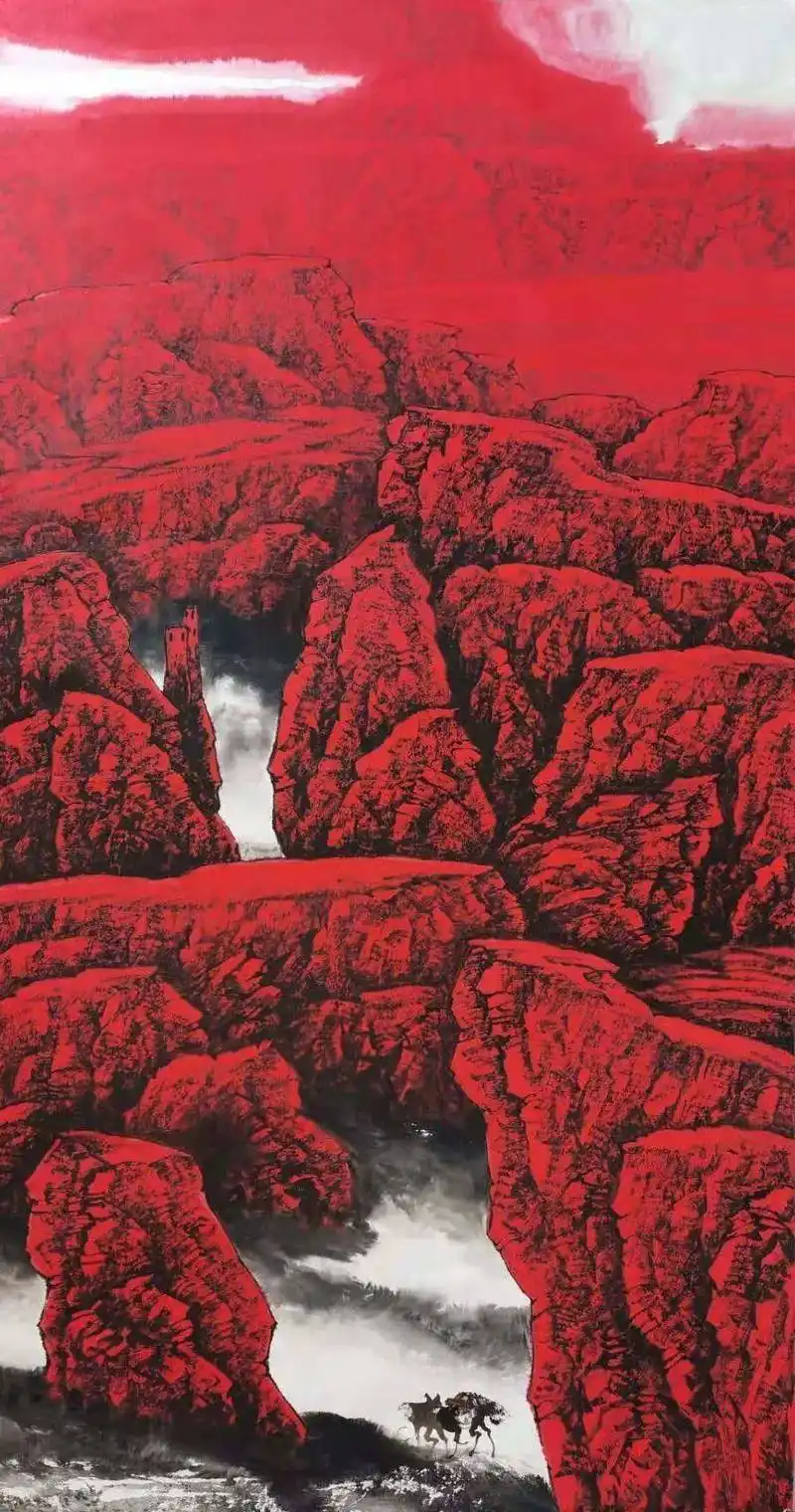 中国红——高劲松山水画作品欣赏