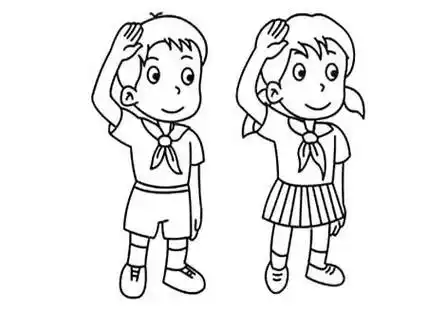 小孩敬礼简笔画 红领巾小孩敬礼简笔画