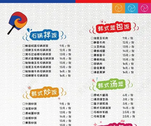 韩国美食可爱风格韩式料理菜单
