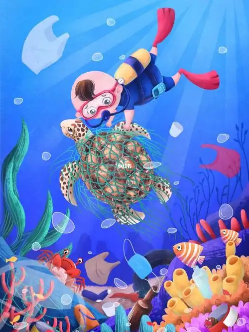 环保主题插画保护海洋环境