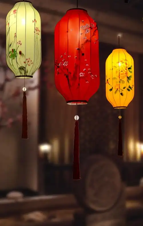 中式布艺手绘灯笼仿古典宫灯餐厅茶楼过道创意冬瓜长形布艺吊灯具