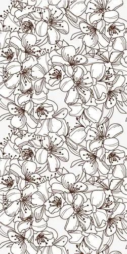 矢量线稿桃花底纹背景素材