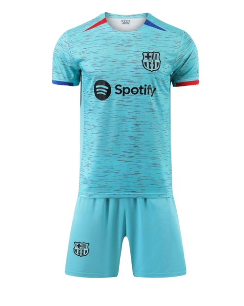 2324巴萨客场球衣梅西德容足球服成人儿童队服定制莱万印字比赛服