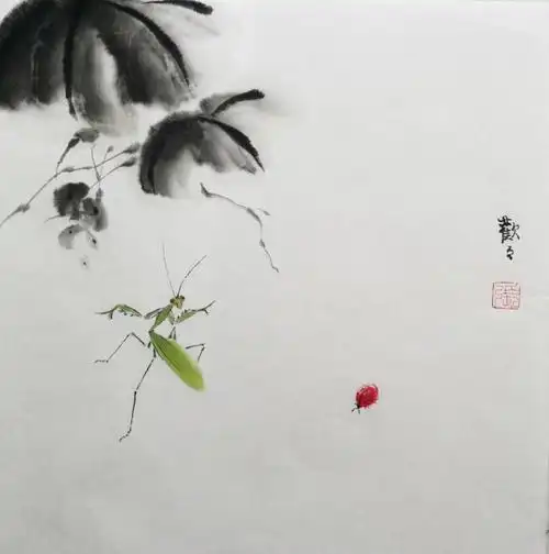 螳螂国画