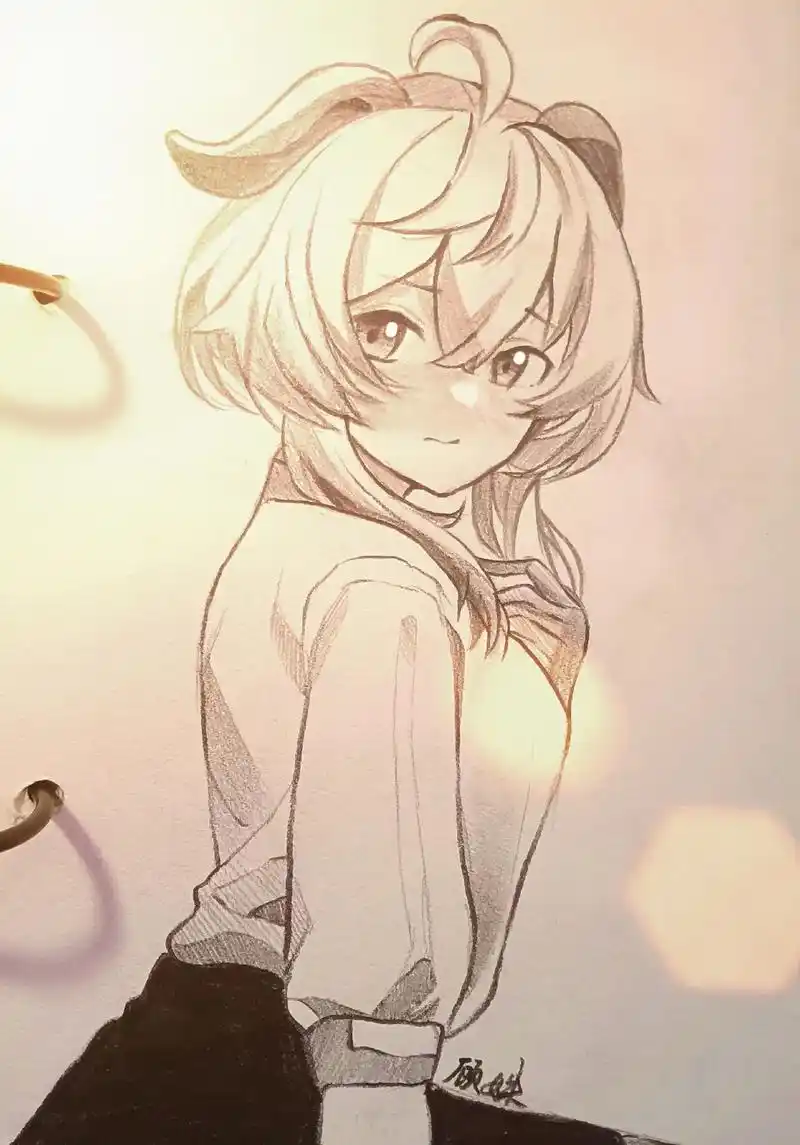 我不是王小美##画画 #简笔画 #临摹 #甘雨 #原神 - 抖音