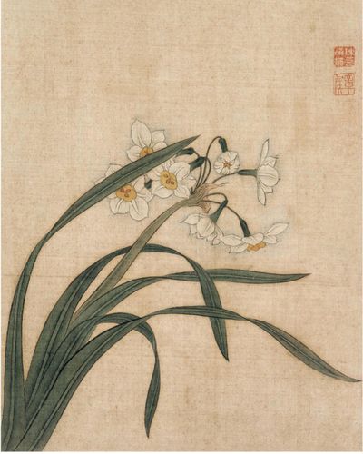 工笔画底稿  明 陈洪绶 水仙图白描小品5#打印稿宣纸稿