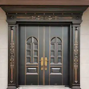 别墅大门双开门农村入户门防盗门家用乡村铜门进户门庭院门55人付款