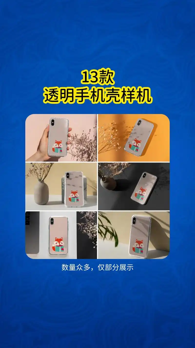 13款ps苹果透明手机壳样机素材模板