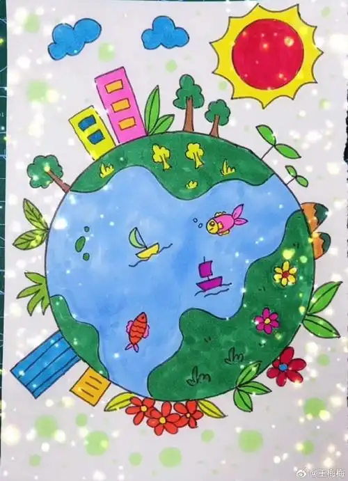 世界地球日## 简笔画 ## 创意儿童画 ##优质博文上热搜开放计划##我