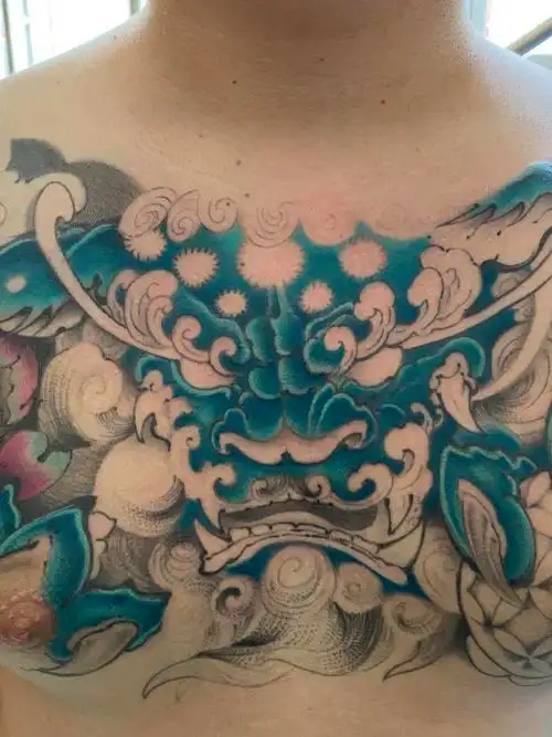 花胸唐狮彩色_纹身图案手稿图片_秦tattoo的纹身作品集