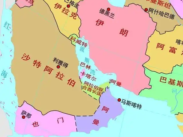 波斯湾及其沿岸国家.(地图来源:国家测绘地理信息局网站)