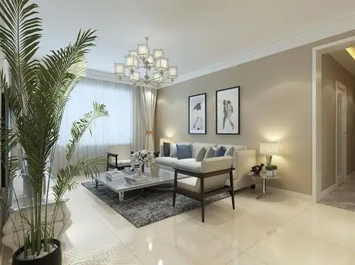 三居室简欧风格客厅_新源燕府-186㎡-简欧装修效果图