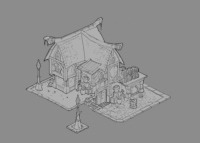 场景建筑线稿|插画|游戏原画|鱼丸配粗面_原创作品-站酷zcool