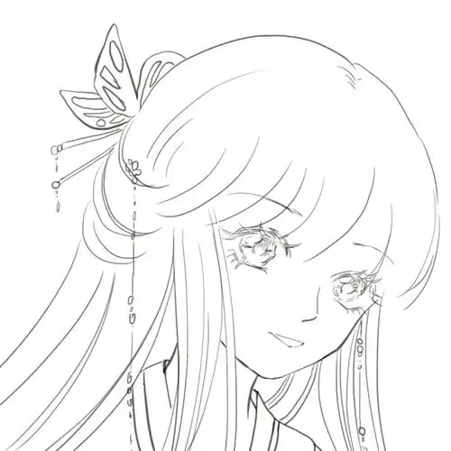 古风头像上色过程