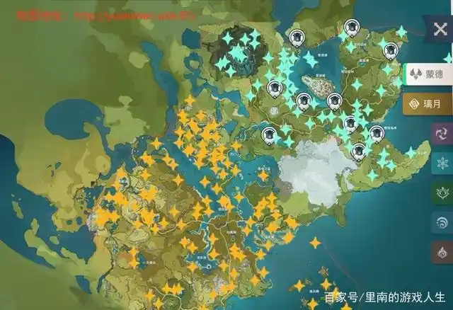 有多位攻略者们共同组成的攻略组制作的原神大地图,里图标注了地图神