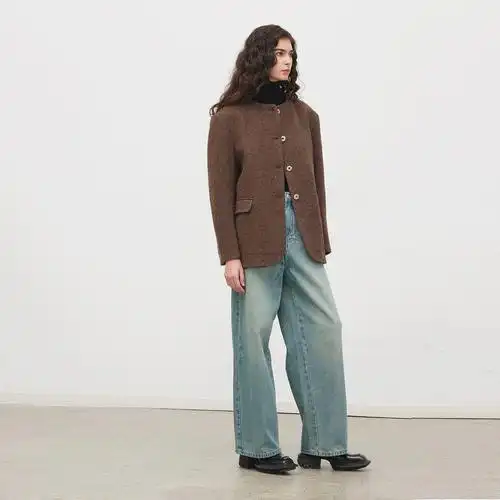 appendage圆领呢子外套女秋冬高级感保暖外套小个子毛呢简约大衣