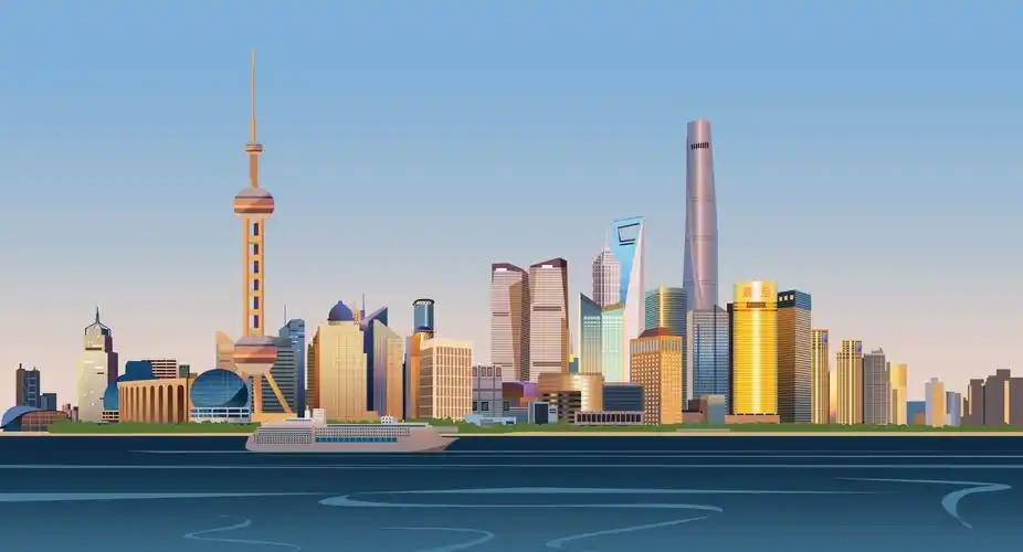 上海陆家嘴上海东方明珠建筑摩天大楼风光插画 - moichdo - 原创作品