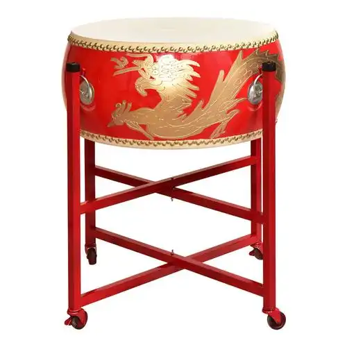 【风雷动中国红鼓乐器类图片】风雷动18寸扁鼓牛皮大鼓中国红鼓 国美