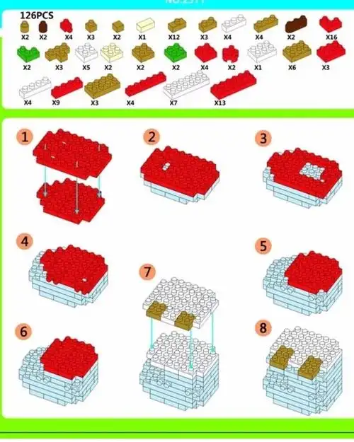 圣诞熊微粒积木图纸126pcs