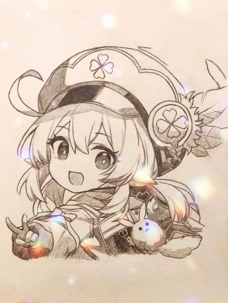 原神】可莉(手绘过程) 可莉真是萌萌哒 今天画的线稿顺带画上了点素描