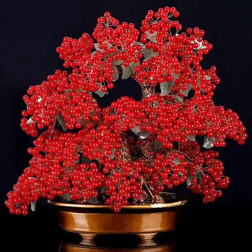 天然水晶招财树红玉髓发财家居客厅酒柜办公乔迁送礼开业礼品摆件