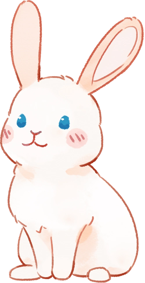 红色动物可爱白色插画手绘萌宠小白兔彩色水彩图片