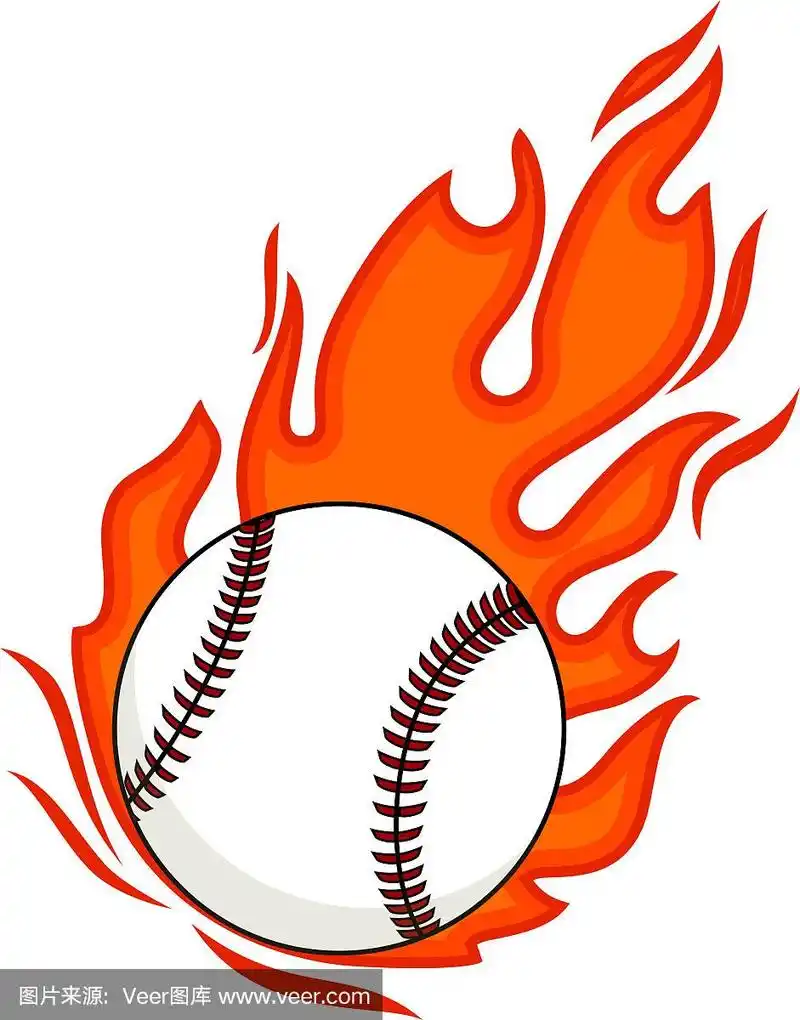 火热棒球矢量插图