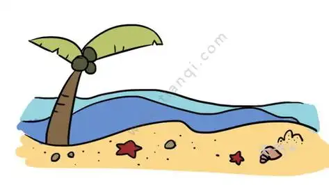海边沙滩风景儿童简笔画图片欣赏免费下载 夏日海滩简笔画图片大全 千