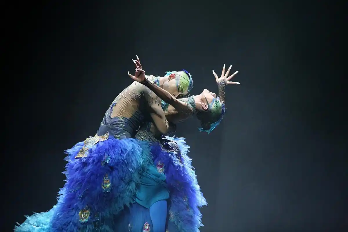 杨丽萍最新孔雀舞尺度太大# 杨丽萍最新演出照片曝光,与男徒弟敲苘