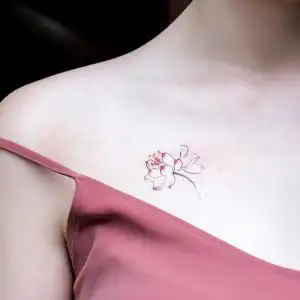 性感莲花纹身贴防水女持久水墨仿真锁骨诱惑清新胸部古风胸前艺妓