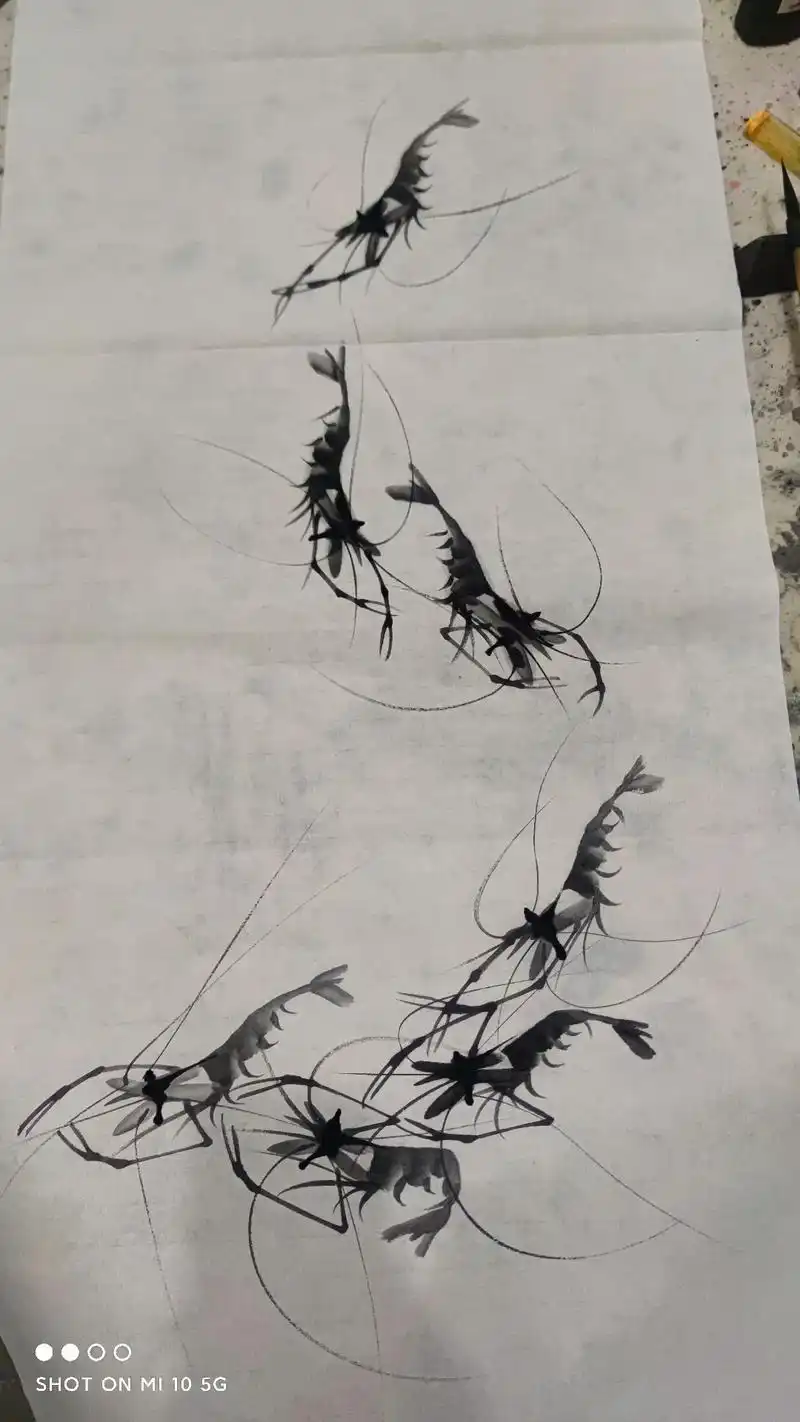 写意虾 #国画#虾子怎么画  - 抖音