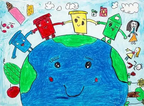 线上展览第21届西博会主题活动绿色家园碧水蓝天儿童环保画三