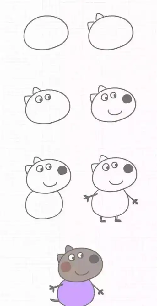 简笔画宝宝学画画填色书小猪佩奇简笔画教程宝宝学画画填色画涂色画