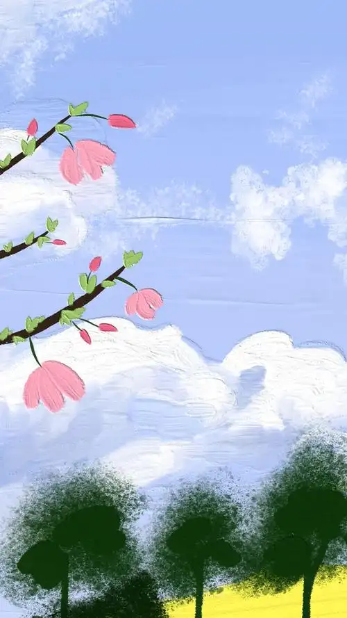 油画风壁纸 好少女心清新的感觉