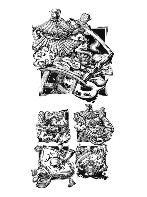 艺术设计-图形创意黑白装饰画4 1