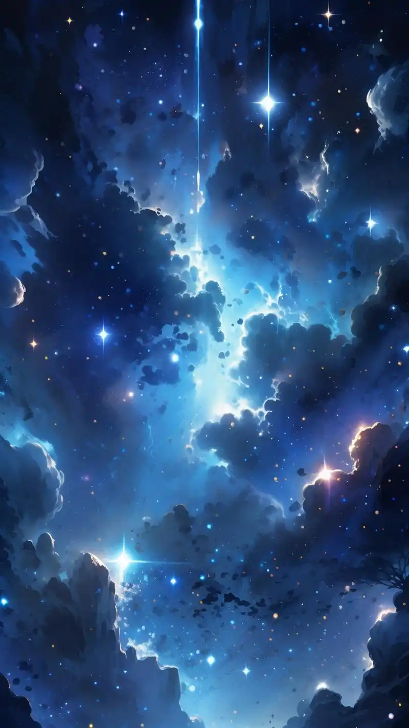 浅蓝色星空背景图,梦幻又神秘90 浅蓝色的星空,像是梦幻的海洋,星星