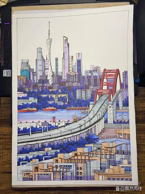 广州印象(参赛作品)城市建筑绘画