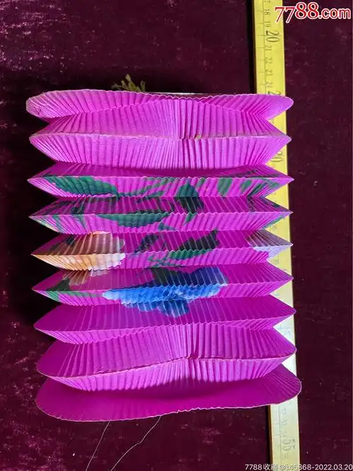 七八十年代老手工纸灯笼手绘花卉少见