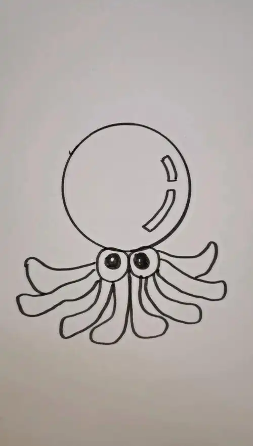 简笔画#圆圈简单画小章鱼